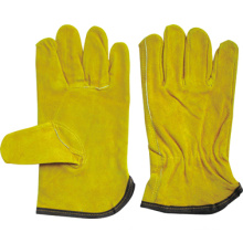 Guante con diseño de cuero de vaca amarillo Keystonethumb Guante de conductor